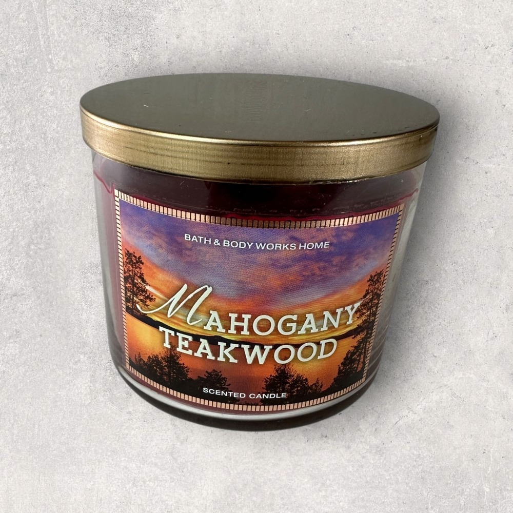 NEW! Bath & Body Works Mahogany Teakwood Scented 3 Wick Candle Large 14.5 OZ - Picture 9 of 9